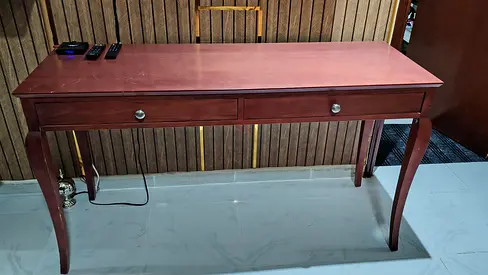Wooden Console Table with Two Drawers - Dark Cherry Finish