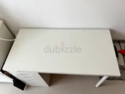 White Study/Computer Desk with Drawers - Good Condition