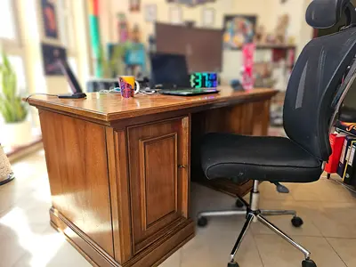 Vintage German Executive Desk / Solid Wood Office Desk – 1950s/60s Style