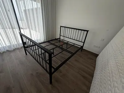 Black Metal Double Bed Frame - Minimal Design, Good Condition