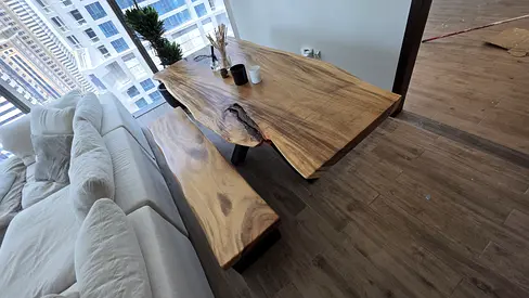Available high quality pure wooden dining table with stool like  new