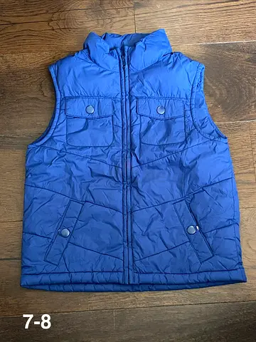 Kids Blue Puffer Vest - Size 7-8