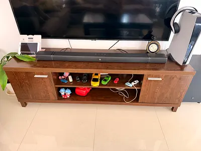 Wooden TV Entertainment Unit with Storage - Good Condition