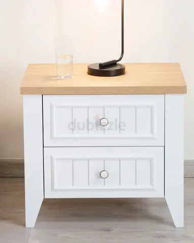 White Queen Wooden Nightstand/bed with Oak Top - 2 Drawers (160 x 200)