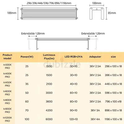 Week Aqua M series 80cm Aquarium Light - App control