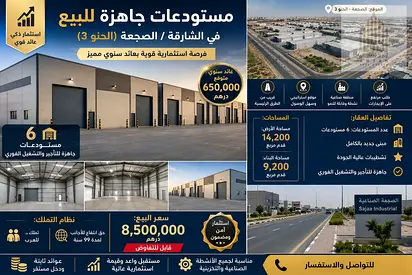 Ready-Made Warehouses with Strong Returns – Al Sajaa | Al Hanu 3 Are you looking for a guaranteed investment with a steady income and future growth?