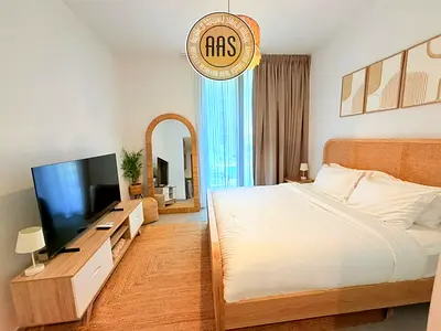 Luxurious furnished studio in aljada with balcony ready to move hot offer