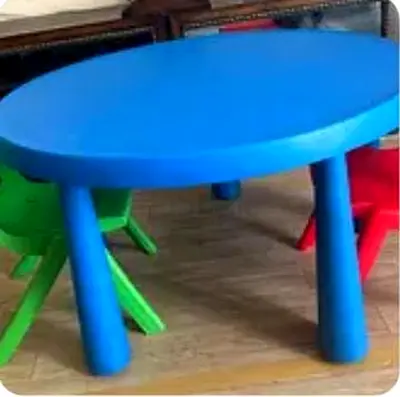 Kids Round Plastic Activity Table (Blue) - heavy quality