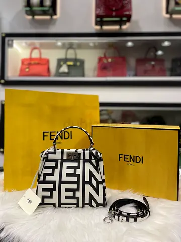 Fendi x Marc Jacobs Black/White Nappa Medium Peekaboo I See U Satchel Bag (Authentic/PreOwned)