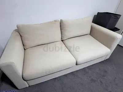 Beige 3-Seater Fabric Sofa -bed Good Condition vimle