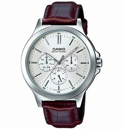 Casio Classic Mens Analog Watch MTP-V300 with Brown Leather Strap