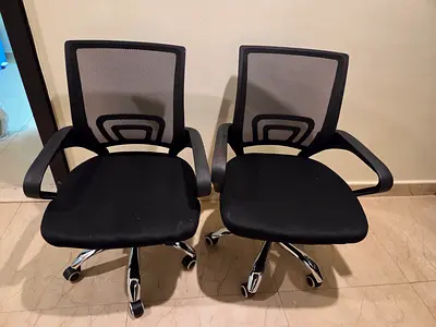 Pair of Black Mesh Office Chairs - Good Condition