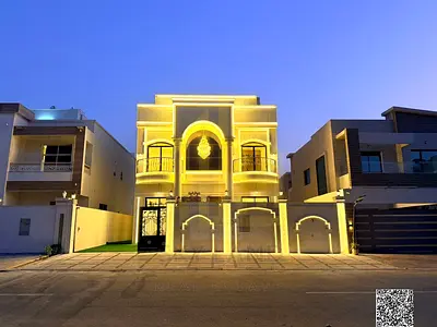 A villa overlooking two streets, two floors, and a classic-designed roof at a price including electricity and water, freehold for all nationalities