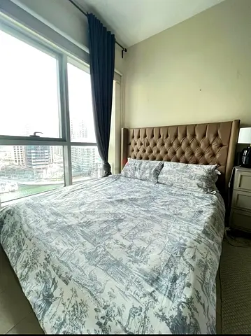 Bed Frame with Storage - Leather and Beige color