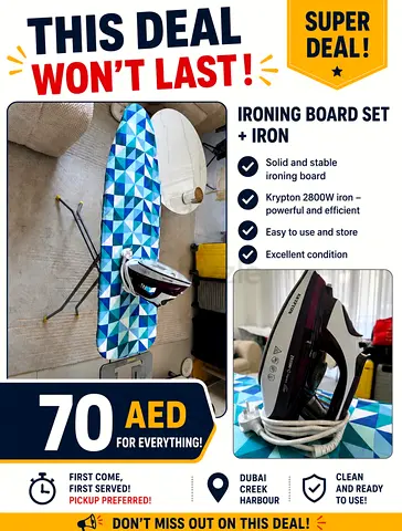 Ironing Board Set with Krypton 2800W Steam Iron – Good Condition