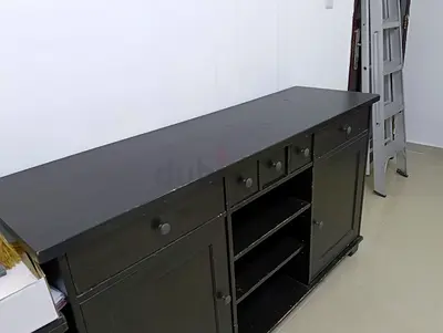 Solid Wood Black Sideboard / TV Console with Drawers and Cabinets