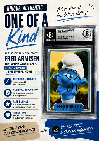 Fred Armisen Signed Brainy Smurf Beckett-Certified Trading Card - Encapsulated