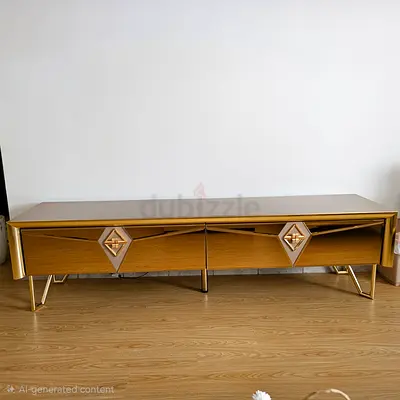 Modern TV Cabinet / Entertainment Unit with Gold Accents
