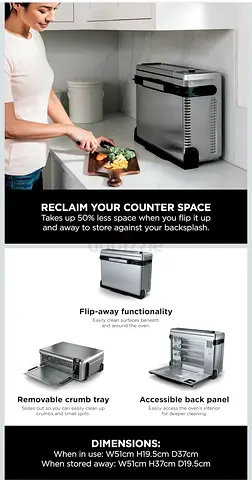 Ninja Foodie Air fryer  Oven Compact Flip-Away Countertop Oven — Space-Saving Stainless Steel
