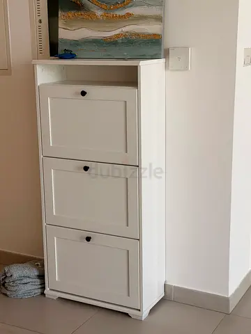White 3-Door Storage Cabinet / Cupboard - Compact and Clean Design