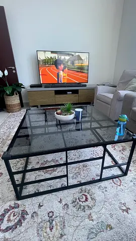 Black Metal Frame Glass Top Coffee Table - Modern square Design