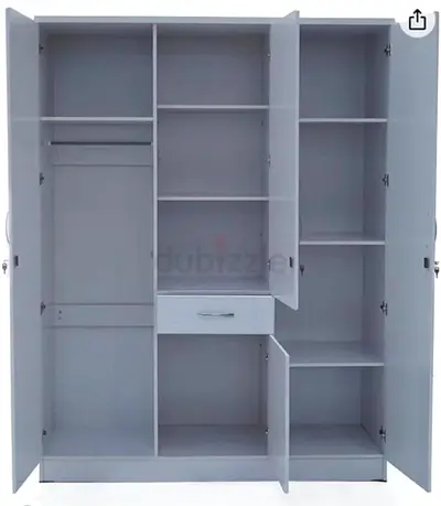 White 3-Door Wardrobe with Mirror and Drawer - Good Condition