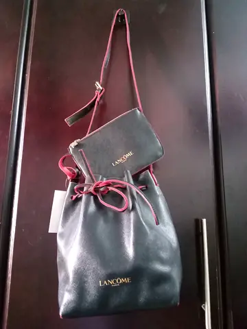 Lancôme branded black bucket bag with detachable pouch - gently used