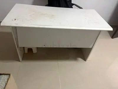 Used White Office Desk — Compact Workstation, Some Wear