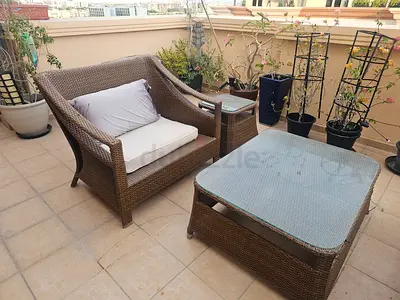 3-Seater Rattan Outdoor Sofa Set with 2 Chairs and  Coffee Tables - Good Condition