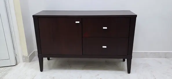 Dark Wood Sideboard / Storage Cabinet - 2 Drawers  Door