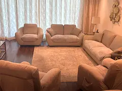 Grey Leather 3,2,1 -Seater Sofa Set with 2 Armchairs recliners and 2 carpet - Good Condition