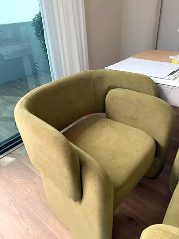 Pair of Olive Green Velvet Accent Armchairs - Good Condition