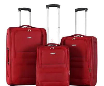 4 Pcs 20/24/28/32 inches Complete Set Red Soft-Sided Roller Luggage with Front Pockets