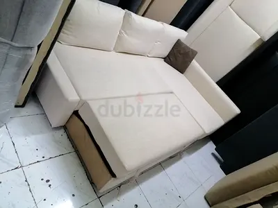 Light Beige 2-Seater Sofa Bed with Storage - Good Condition