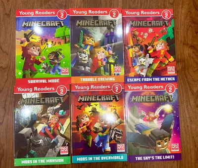 Set of 6 Minecraft Young Readers Level 2 Kids Books - Mobs  Adventures Collection