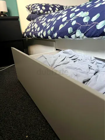 IKEA Malm Double size bed frame with ikea mattress and Under-Bed Storage Drawer