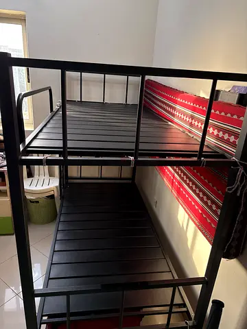 Black Metal Bunk Bed Frame - Sturdy Double Decker Bed