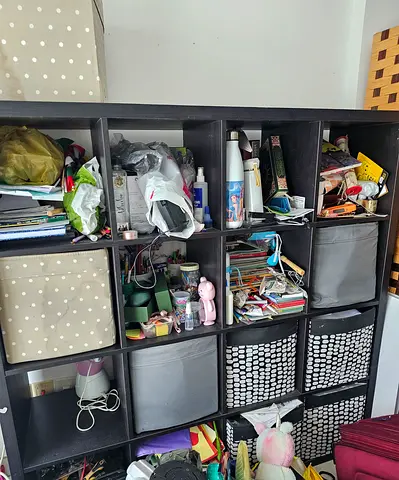 IKEA KALLAX 4x4 Shelving Unit with Underframe, Black-Brown, 147x164 cm
