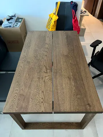 Wooden Dining Table with Modern Base