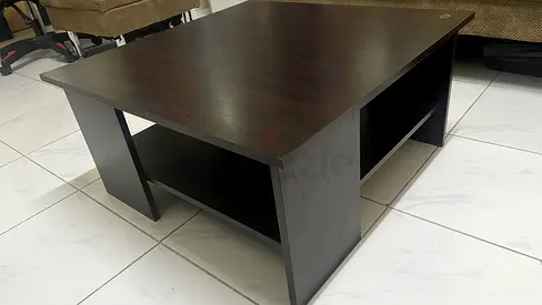 Dark Wood Coffee Table with Lower Shelf - Good Condition