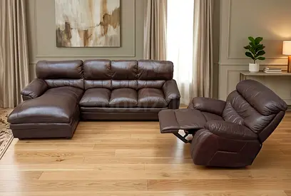 Sofa Pure Leather L Shape With Recliner