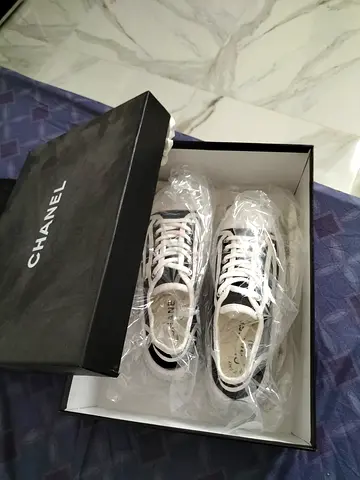 Chanel White  Black Sneakers in Original Box - Excellent Condition