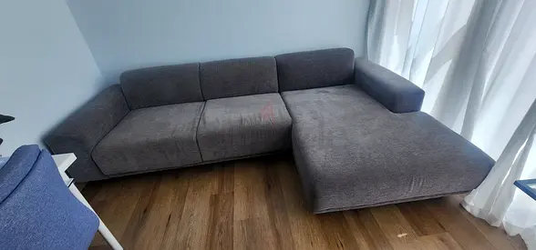 Grey L-shaped Fabric Sofa - Modern Comfortable Sectional