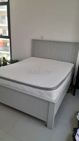 Urgent Sale - Must Go Today - White Wooden Double Bed Frame with Mattress - Good Condition