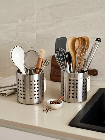 2 Stainless Steel Kitchen Utensil Holders - MUST GO