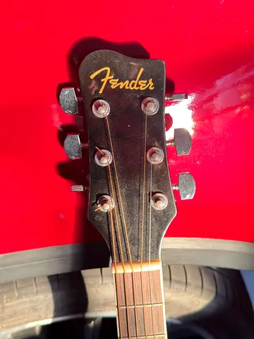Fender acoustic guitar — headstock photo, good playable condition