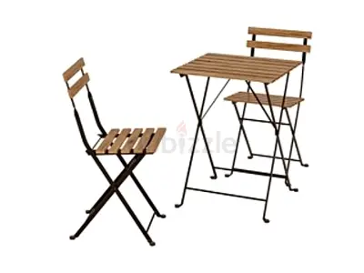 Wooden Slat Bistro Set - Foldable Table with 2 Chairs