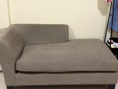 Grey Fabric Chaise Lounge - Left Arm, Good Condition