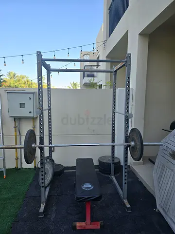 Heavy Duty Outdoor Fitness Setup | Power Rack + Barbell + Plates