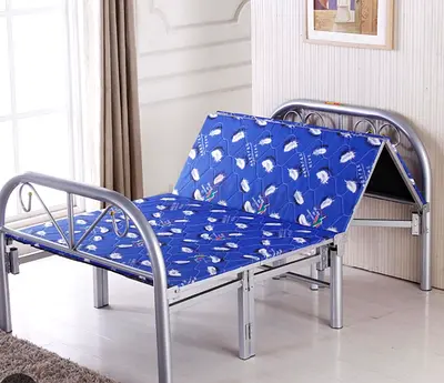 Foldable Metal Double Bed Frame with medical Mattress - Good Condition